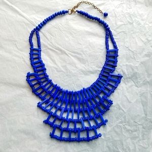 Boho blue wooden necklace